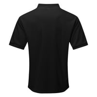 Мъжки памучно бельо риза ежедневни твърди цип стойка яка блуза с къси ръкави риза риза