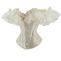 Funicet corset върхове за жени дамски секси винтидж готическо парти флорална дантела нагоре тънък корсет бюст тръба върхове бежови