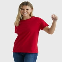 Дамска памучна тениска с обло деколте дълбоко червено л