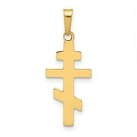 Първичен Златен карат жълто злато източно православен кръст чар с кабелна верига