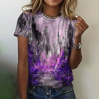 Диеголд ризи с къс ръкав за жени Лято ежедневни разхлабени отпечатани графични тениски реколта плюс размер екипаж блузи върхове