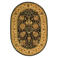 Античност Лилибет Традиционна Цветна Вълнена Черга, Черна, 5 '8'