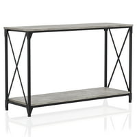 Мебели на Америка Акра преходни 1-рафт хол метална конзола диван маса, Черно