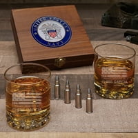 Американски герои американски военноморски сили персонализирани куршум уиски камъни и очила подарък Комплект