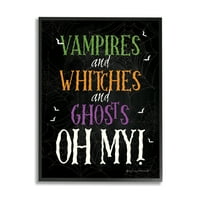 Stupell индустрии вампири вещици призраци фраза празнична картина черна рамка арт печат стена изкуство