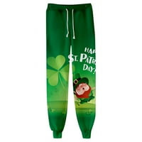 Моден унизийски ежедневен Сейнт Патрик отпечатани панталони за джогинг за възрастни, зелено, 4XL