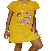Плюс размер дамски v шия с къс ръкав рокля с тениска лятна небрежна слънчева ръкавица