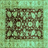 Ahgly Company Machine Wareable Indoor Rectangle Oriental Turquoise Blue Traditional Area Rugs, 7 '9'