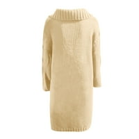 Жени ежедневни дълги ръкав плетен отворен фронт мода Разхлабена елегантен топъл пуловер джоб единични дълги ръкави палто бански