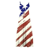 Gaecuw САЩ тематични бохо рокли американски флаг облекло Лятен стил Празнична каишка v Врат Рокля Независимост Ден рокли Червено бяло синьо облекло Четвърти юли Обле?