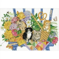 Дизайнерски произведения от броене на кръстосани шевове 12 x16 -градински котета