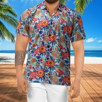 Мъже пролетта лятна ежедневна риза флорален плаж хавайски тропически топ небрежен бутон надолу с късо ръкав риза мъжки големи