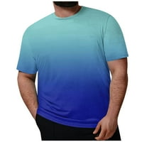 Плюс размер мъжки ежедневни кръгли отпечатани вратни тениски с къс ръкав блуза върхове сини 6xl