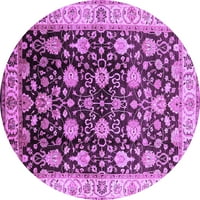 Ahgly Company Indoor Round Oriental Purple Traditional Area Rugs, 4 'Round