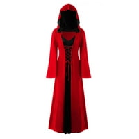 Apepal жени с качулка зашиване на Хелоуин рокля с дълъг ръкав ежедневно халат яке червено s