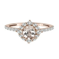 Винаги с любов... Морганит, бял топаз и каратов диамантен годежен пръстен в 10к Розово злато