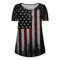 Женски летни върхове, 4 -ти четвърти юли Патриотик САЩ Американски флаг звезда Раиран тениски на Деня на независимостта Туника