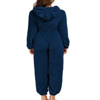 Възрастни жени деца руно едно пижама прескачащ костюм небрежен топла качулка onesie pjs заспиване