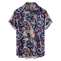 Мъжки хавайска риза, графичен моден дизайнер на Paisley Vintage Основен унизийски хавайски стил отпечатана риза Топ летен плаж Невентуален бутон надолу по хавайски ризи