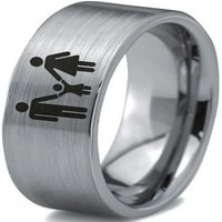 Волфрамова двойка Семейство дете държи ръце лента пръстен мъже жени комфорт сив сив плосък нарязан честен полиран