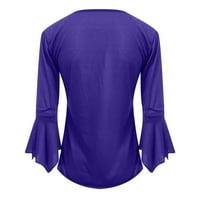 Aoksee дамски върхове с дълъг ръкав женски ръкав с ръкав плисирана тениска отгоре дъно риза три четвърти ръкави блуза подарък