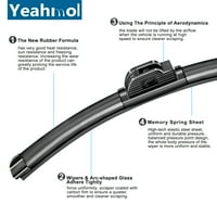 Yeahmol in & in Windshield чистачки за чистачки, подходящи за GMC W напред 20 & 20 Премиум хибриден подмяна на чистачките за автомобил, комплект от 2, J U Hook Arm Arm Arm