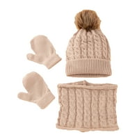 Нахлуване на трапчинка бебе бебе плетен шал шал зимна топла ръкавична ръкавици с кръг контур шал бежово