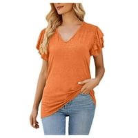 Летния солиден цвят на жените V-образно деколте с един рамо плюс размер оранжев XL