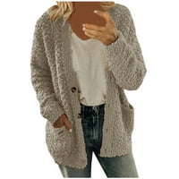 Durtebeua дамско зимно яке с дълъг ръкав жилетка хлабава пуловер качулки размито палто ежедневни върхове