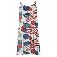 4 юли жени бански костюм покрива рокля лятна люлка патриотични звезди ивици Sundress American Flag Tank Ress S, M, L, XL, XXL