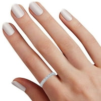 1. Кръгла форма бяла естествена диамантена сватбена лента за годеж 18k твърд бял златен пръстен размер-5.5