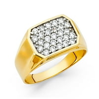 Jewels 14K жълто злато кубик циркония CZ Мъжки мода годишнина с пръстен 7