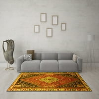 Ahgly Company Indoor Round Персийски жълти традиционни килими, 4 'кръг