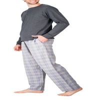 Мъжка пижама комплект фланелена пижама За Мъже пижама комплект с карирана пижама и дълъг ръкав Хенли тениска въглен с мини Аспен