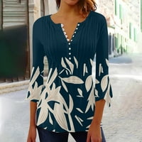 Floleo Trendy женски върхове плюс размери ризи Разхлабете блуза Изсветляване Небрежен тръбен ръкав, закопчан Основен рухен корсет