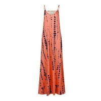 Рокли за слънчеви рокли за без ръкави за разчистване на жените небрежни рокли със средна дължина, оранжево, 4XL
