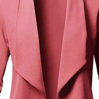 iopqo жилетка за жени жилетка дамско палто отворено дълго яке предни твърди ръкав ежедневно женско палто с дълъг ръкав екипаж на врата Кардиган розов l