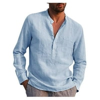 Модни ризи за мъже, дизайнерски пролет през лятото мъжки ежедневни памучни бельо със солиден цвят ризи с дълъг ръкав разхлабени