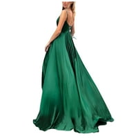 Дамски рокли без ръкави макси макси мода извън рамото солидна лятна рокля зелена s