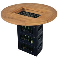 Dcenta Beer Crate Tabletop Teak Wood Table Tight за парти, фестивал, балкон, вътрешен двор, плаж