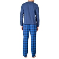 Мъжки пижама комплект пижама За Мъже пижама комплект с памук плетени Мъжки пижама панталони и дълъг ръкав Хенли тениска Моряшко