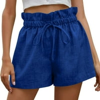 Дамски памучни къси панталони еластични талии дамски къси панталони за летни облечени женски къси панталони ежедневни деним жени