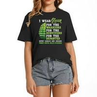 Носете зелено за информираността за психичното здравето се борете със стилната женска тениска с къс ръкав с отличителен графичен