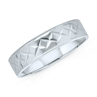 Unise Diamond Cut Striped Wedding Band Ring .925Sterling Silver