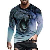 Мъжки ризи Просвет плюс размер небрежен кръгъл пуловер от печат с дълъг ръкав тениска блуза блуза