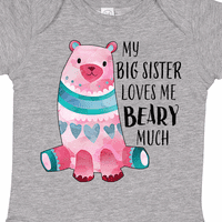 Inktastic моята голяма сестра ме обича мече много със сладък подарък за мечка бебе или бебе момиче боди