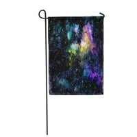 Жълта галактика акварелно космос и малко цветна мъглявина абстрактна астрална градина флаг декоративно знаме банер банер
