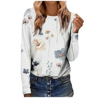 Strungten Women's Fashion Casual Longsleeve Butterfly Print Round Neck Pullover Top Blouse