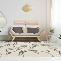 Превъзходна лоза модерен флорален килим за закрито, 8 '10', слонова кост