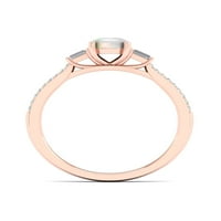 Императорски скъпоценен камък 10к Розово злато кръгъл етиопски опал 1 8КТ ТВ диамантен Дамски пръстен